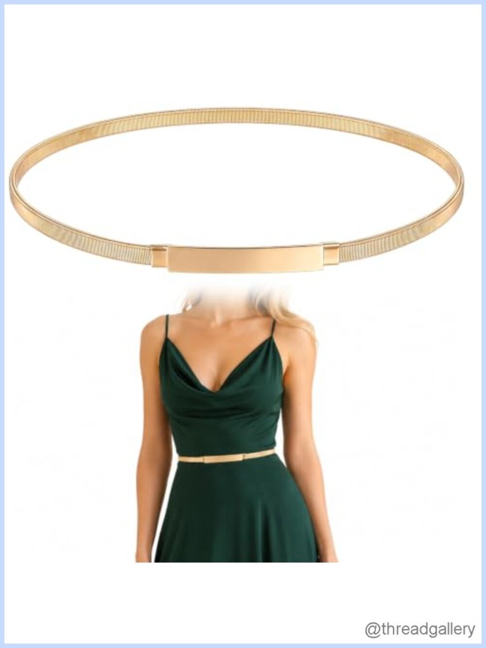 Metal Chain Cinch Belt Elastic Skinny Waist Belt for Dress Women